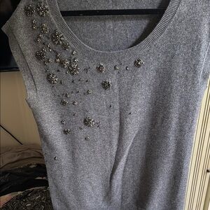 Gray Embellished sweater Top